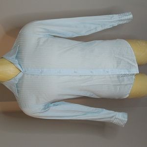 Inc Small White & Light Blue Vertical Stripes Button Down